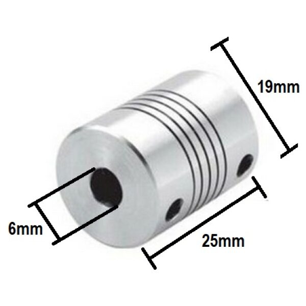 GIUENC66 Giunto accoppiatore flessibile elastico per encoder motore passo passo  6x6 - immagine 2