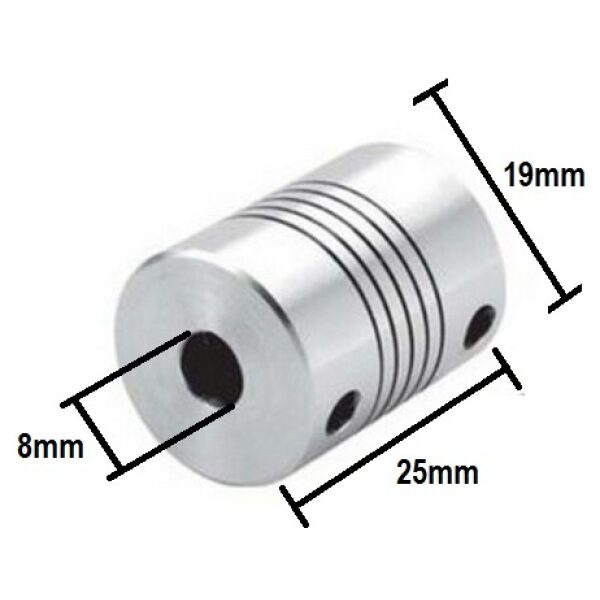GIUENC810 Giunto accoppiatore flessibile elastico per encoder motore passo passo  8x10 - immagine 2