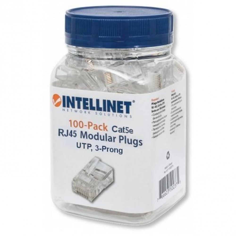 IWP-JAR-C5R Confezione 100 Plug RJ45 UTP per Cavo Rigido Cat.5E